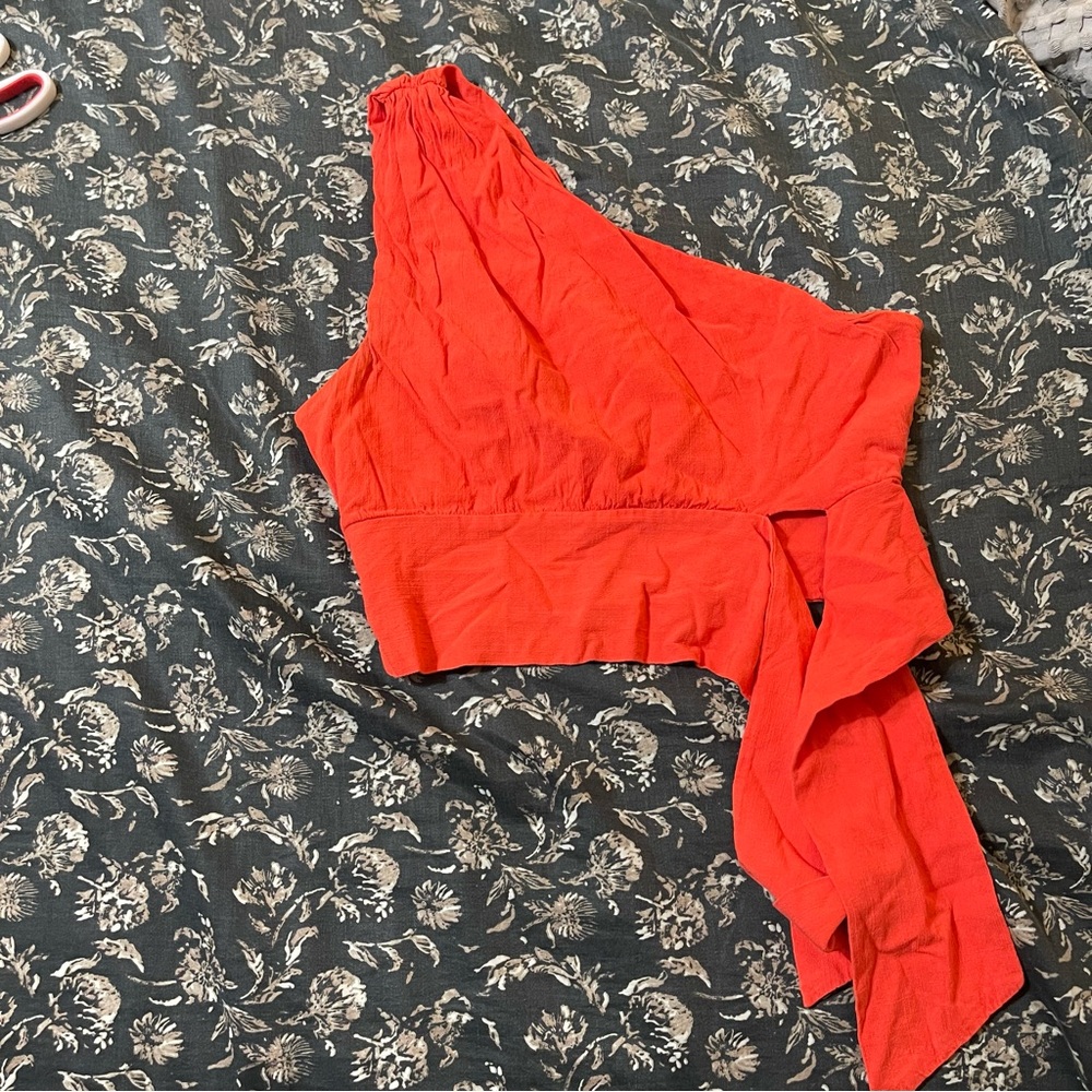 Free People Red One-Shoulder Crop Top